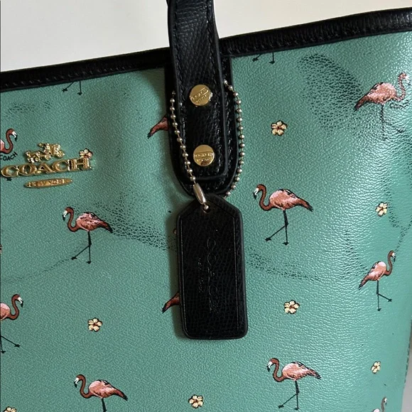 Teal Flamingo Print Tote - Picture 6 of 17